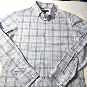 Banana Republic Mens Non-Iron Slim Fit Dress Shirt SZ M Blue/Pink Professional